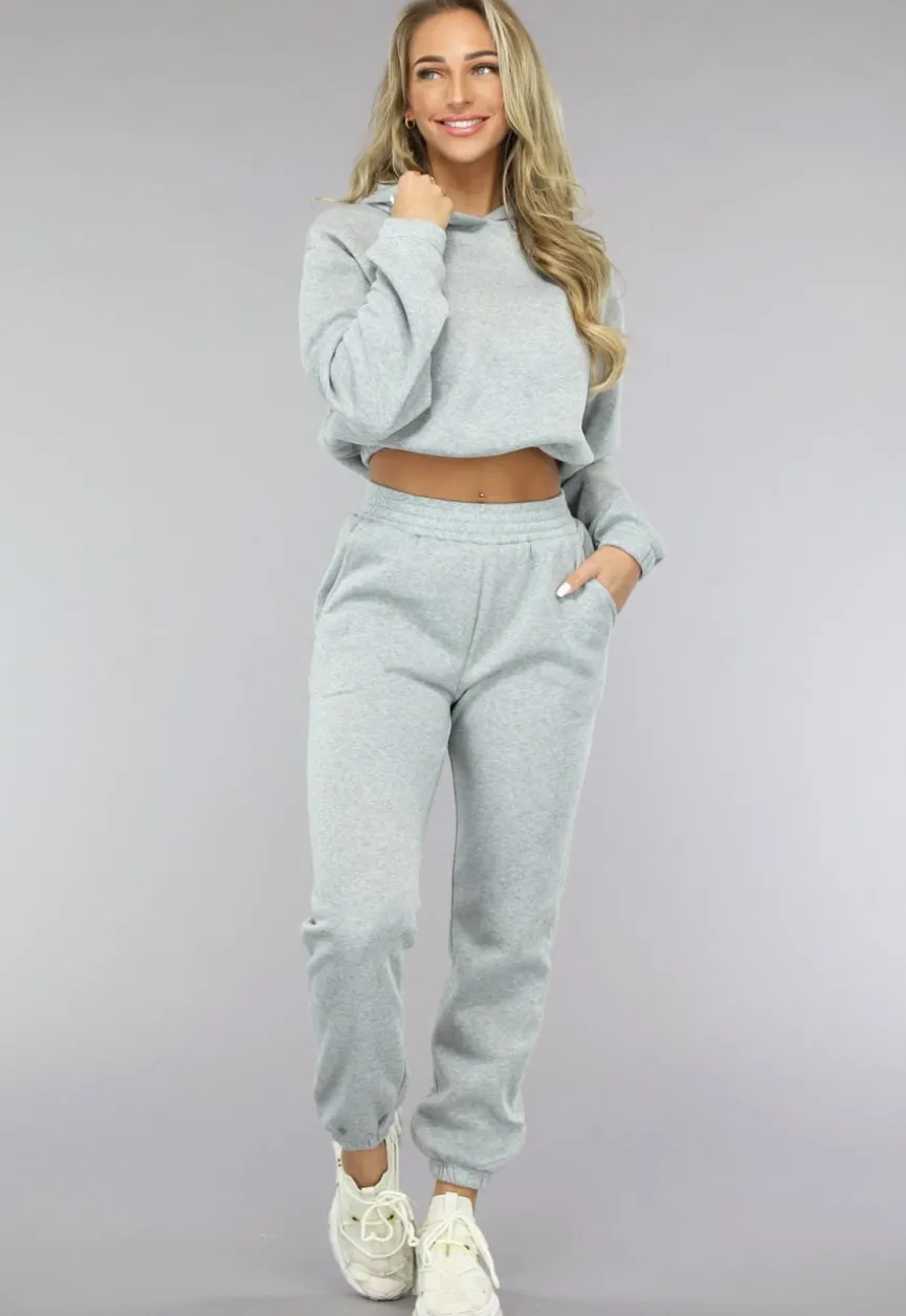 Grijze Lounge Set met Cropped Trui
