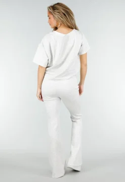 Grijze One Shoulder Top met Ingewerkte Top en Stretch