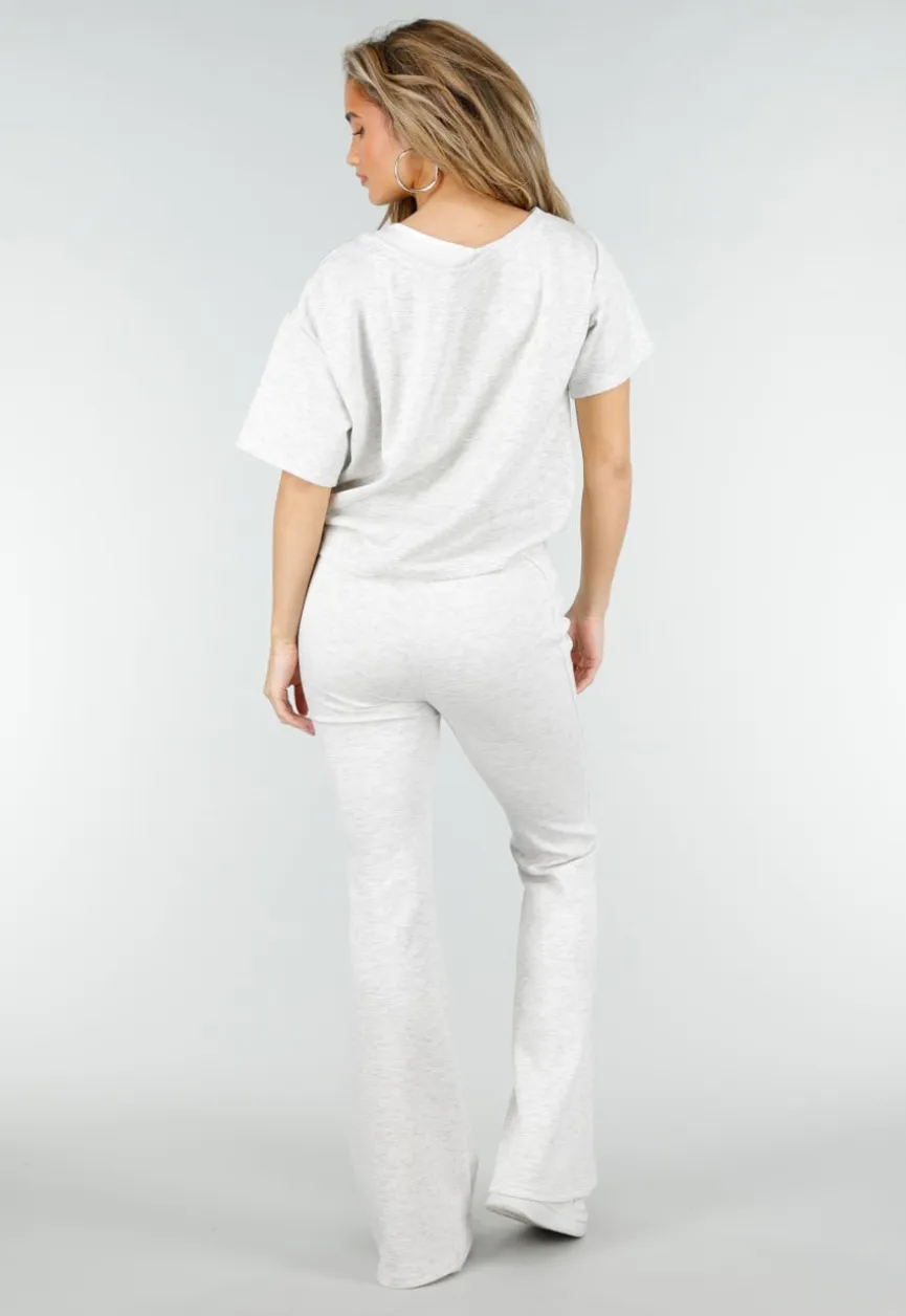 Grijze One Shoulder Top met Ingewerkte Top en Stretch