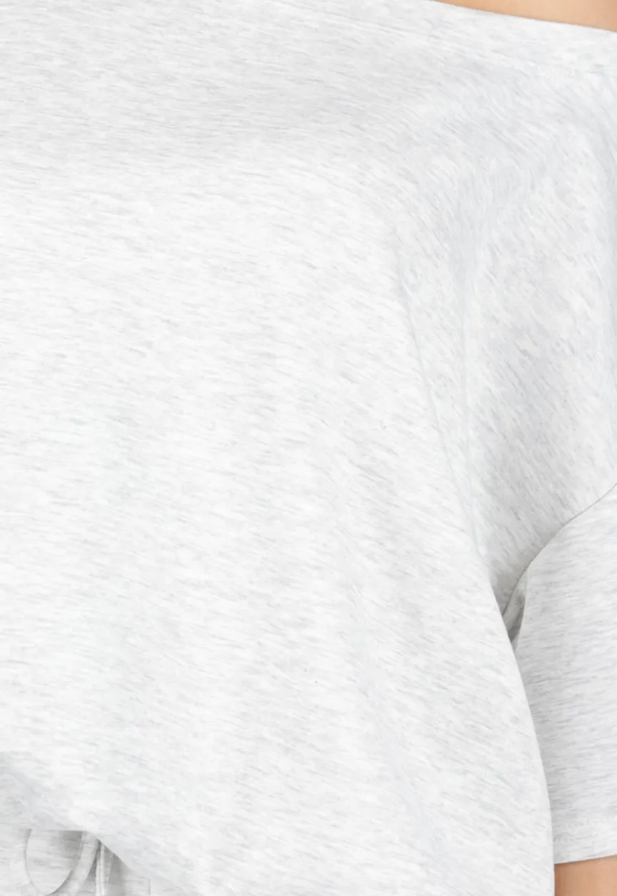 Grijze One Shoulder Top met Ingewerkte Top en Stretch