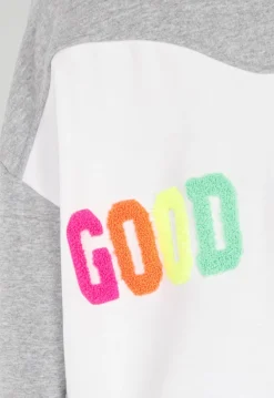 Grijze Oversized Sweater met Good Vibes Print