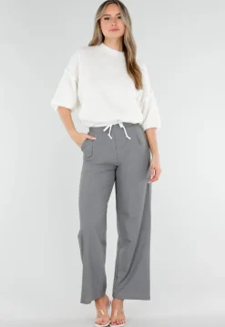 Grijze Pantalon met Stretch en Trekkoord Taille