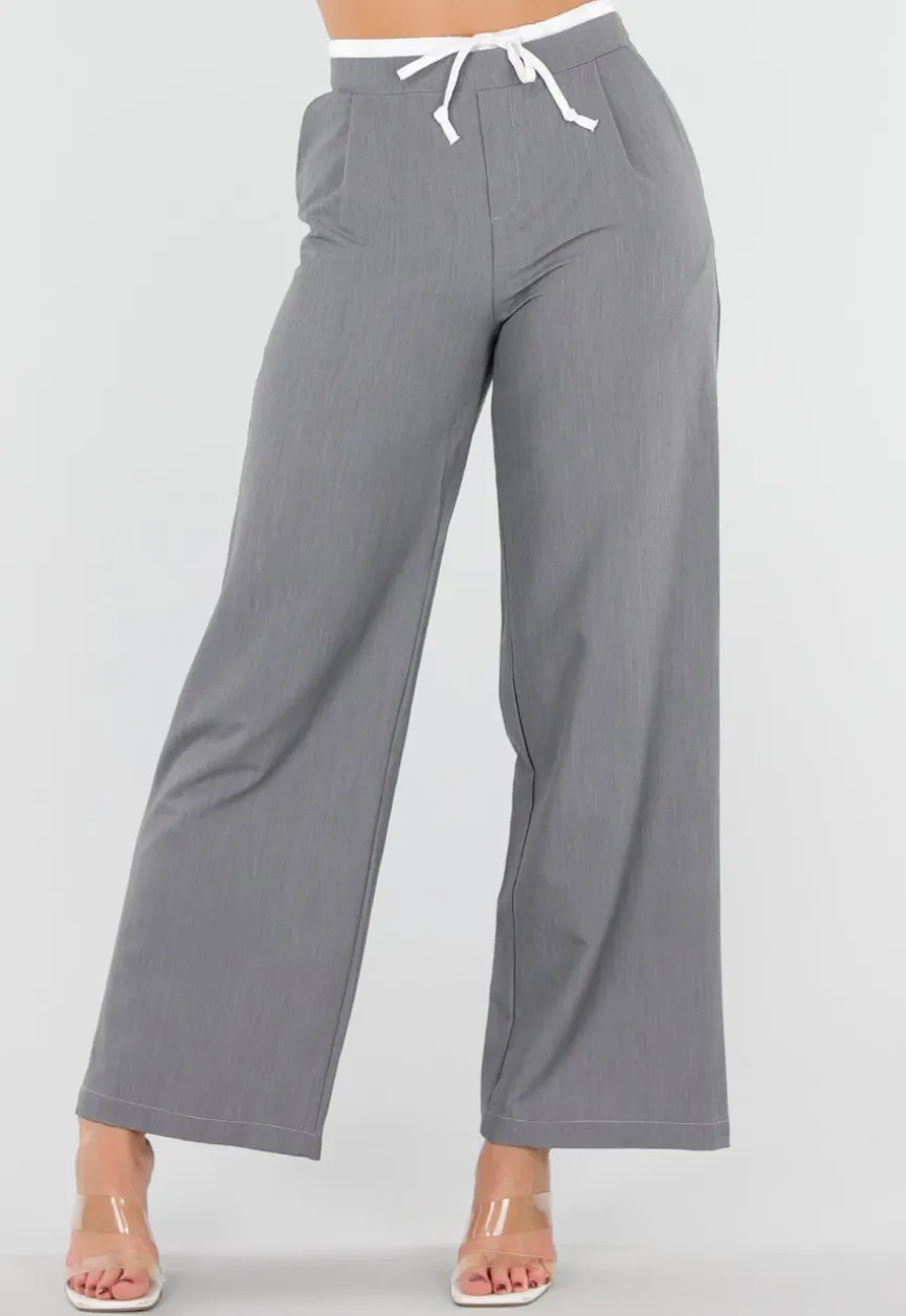 Grijze Pantalon met Stretch en Trekkoord Taille