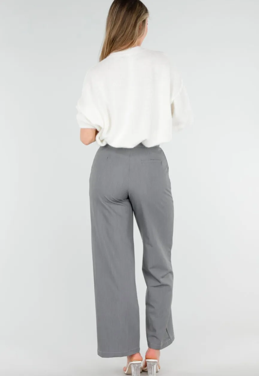 Grijze Pantalon met Stretch en Trekkoord Taille