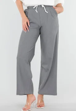 Grijze Pantalon met Stretch en Trekkoord Taille