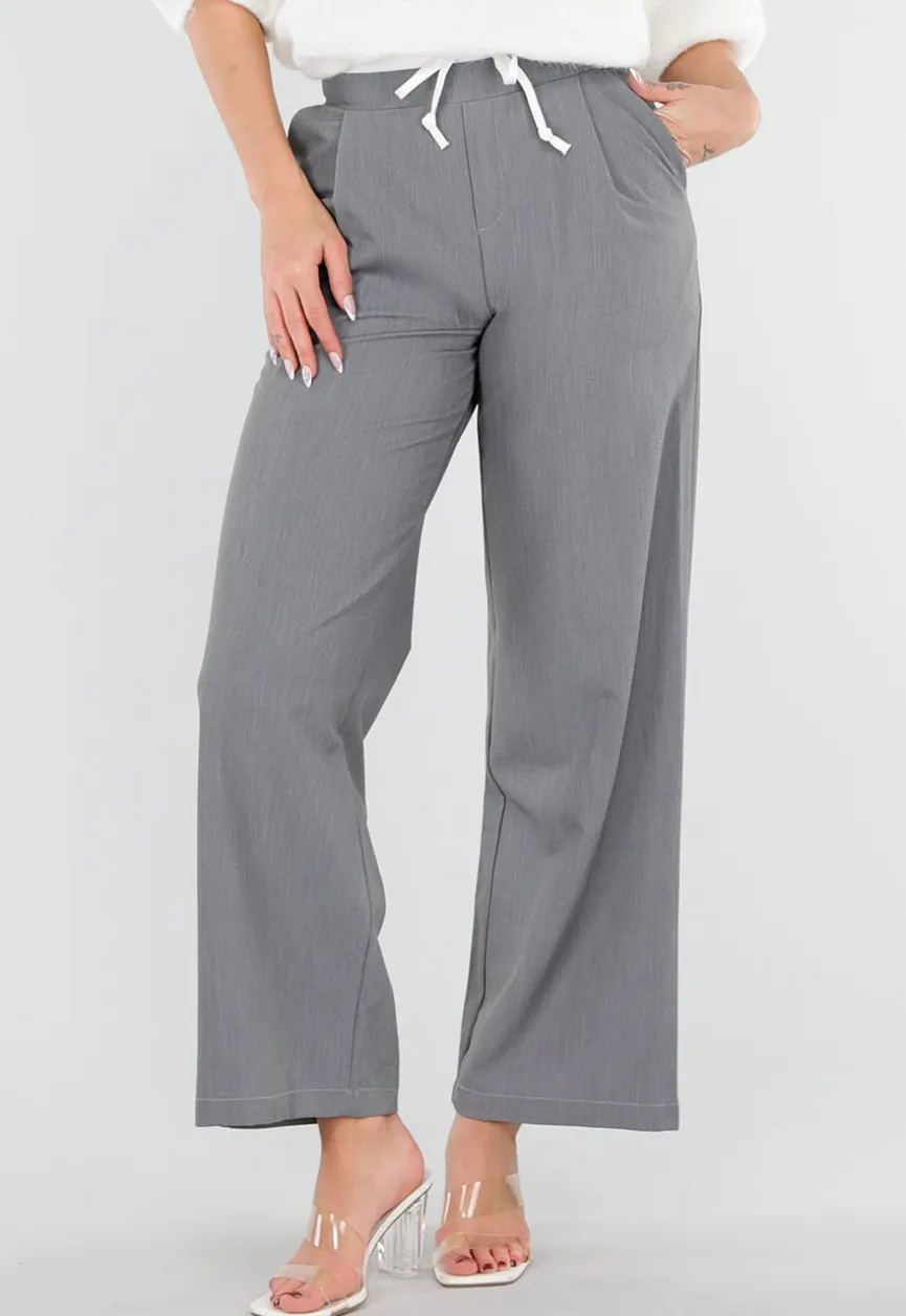 Grijze Pantalon met Stretch en Trekkoord Taille