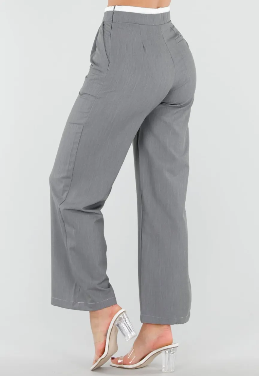 Grijze Pantalon met Stretch en Trekkoord Taille