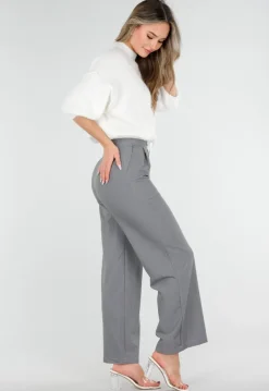 Grijze Pantalon met Stretch en Trekkoord Taille