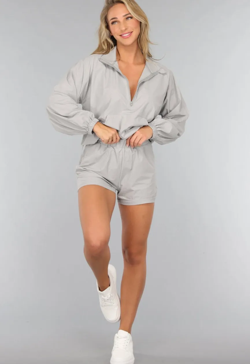 Grijze Sportieve Winddichte Two Piece