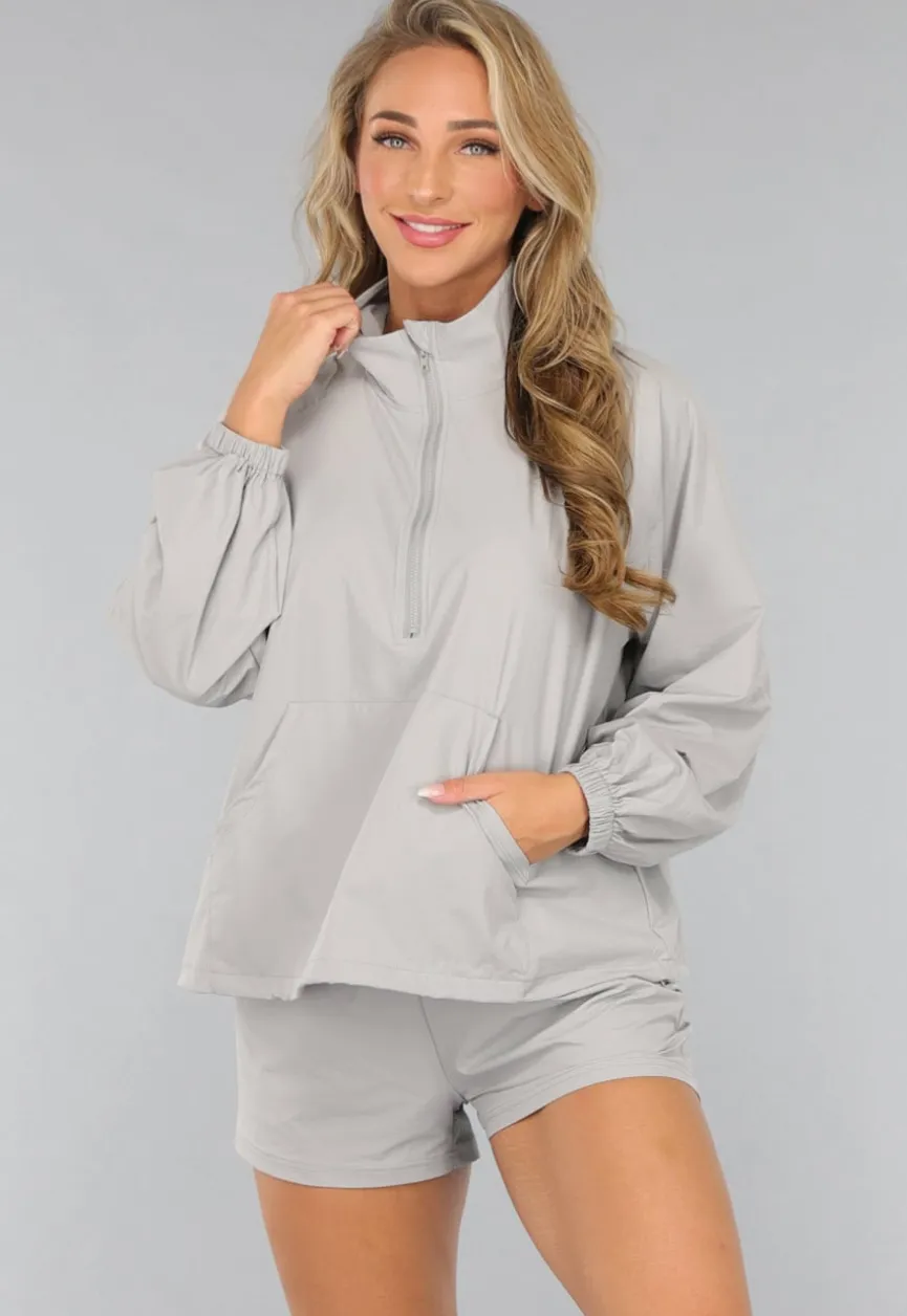 Grijze Sportieve Winddichte Two Piece