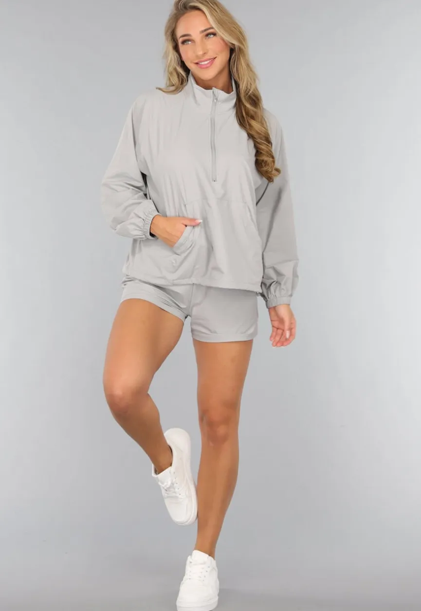 Grijze Sportieve Winddichte Two Piece