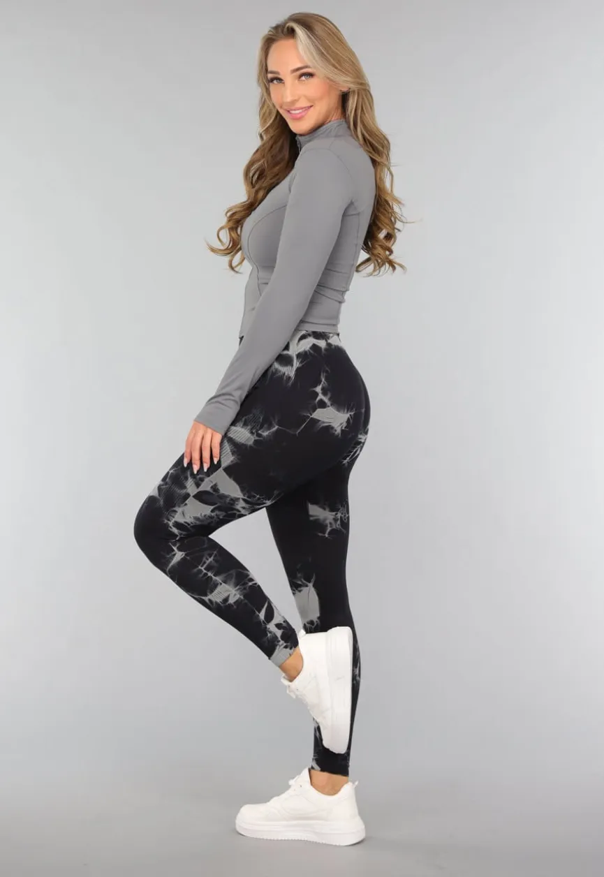 Grijze Sport Yoga Jas met Hoge Kraag