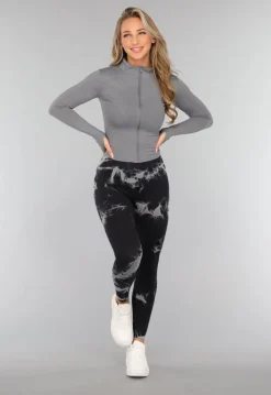 Grijze Sport Yoga Jas met Hoge Kraag