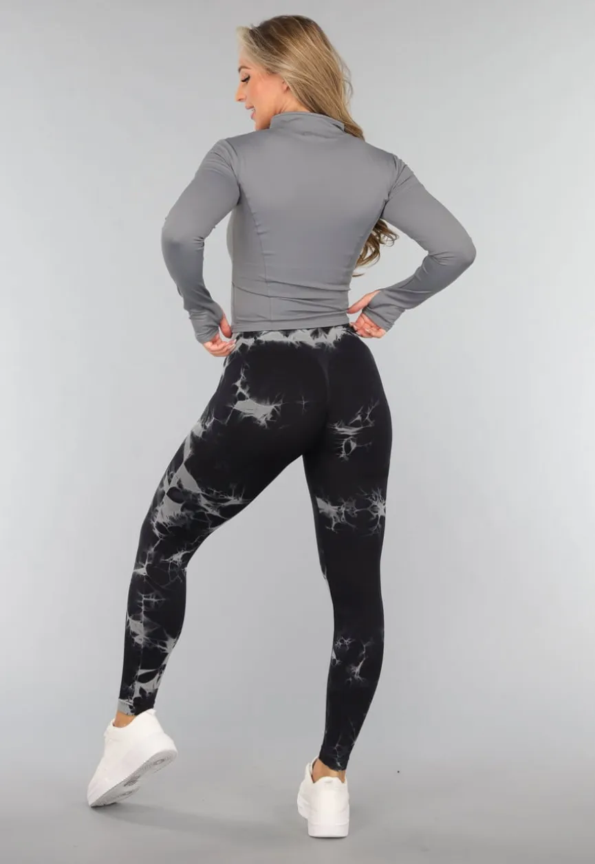 Grijze Sport Yoga Jas met Hoge Kraag