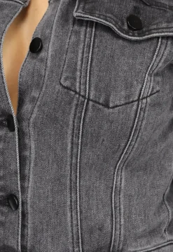 Grijze Straight Leg Denim Jumpsuit
