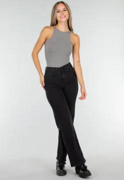 Grijze Stretch Bodysuit met Hoge Hals en String Achterkant