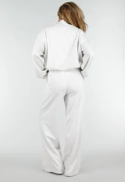 Grijze Sweater met Halve Rits en Elastische Boorden