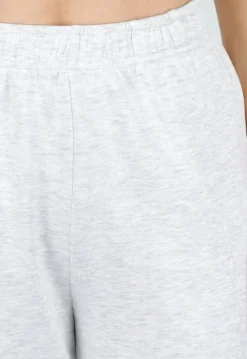 Grijze Wide Leg Joggingbroek met Elastische Taille en Stretch
