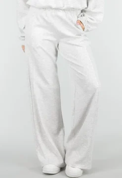Grijze Wide Leg Joggingbroek met Elastische Taille en Stretch