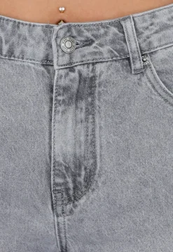 Grijze Wide Leg Tall Jeans met Gewassen Denim Wassing