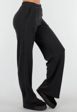Grijze Zachte Stretch Broek met Rechte Pijpen