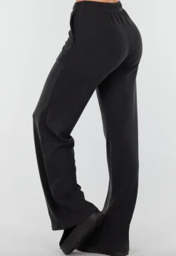 Grijze Zachte Stretch Broek met Rechte Pijpen