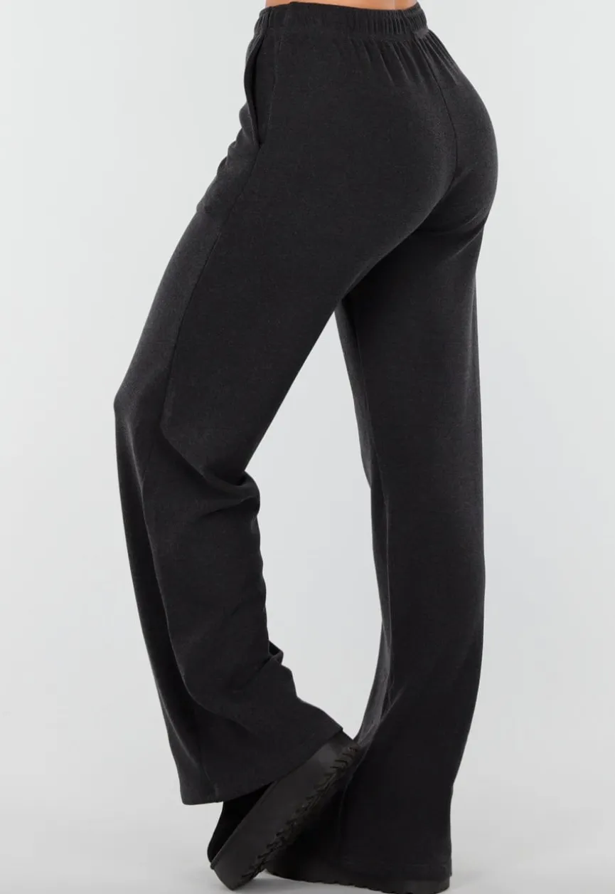 Grijze Zachte Stretch Broek met Rechte Pijpen