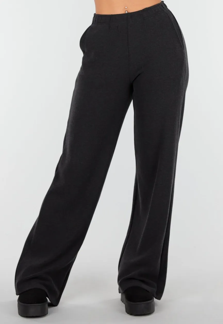 Grijze Zachte Stretch Broek met Rechte Pijpen
