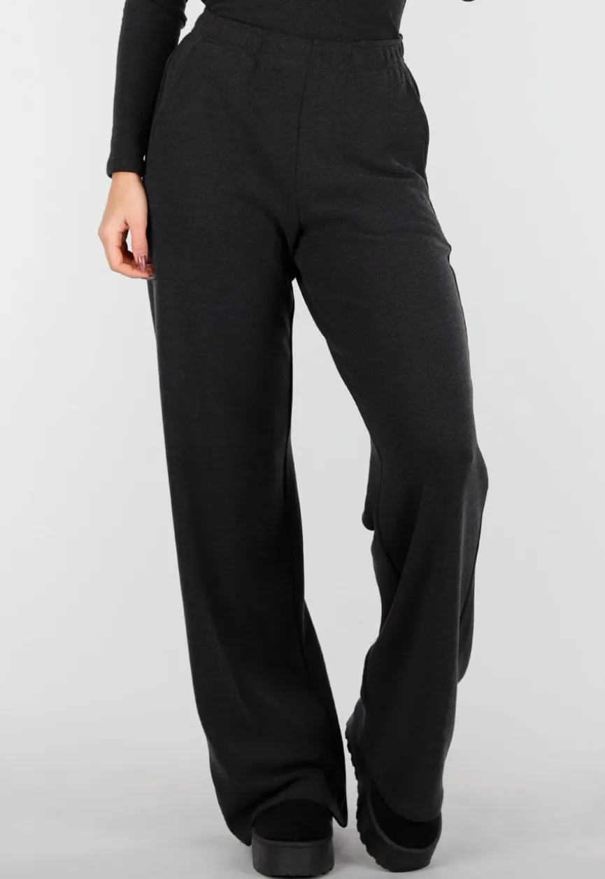 Grijze Zachte Stretch Broek met Rechte Pijpen