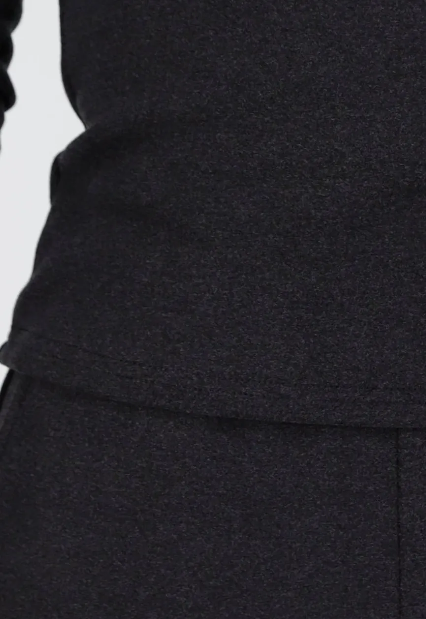 Grijze Zachte Stretch Top met Ronde Hals en Lange Mouwen