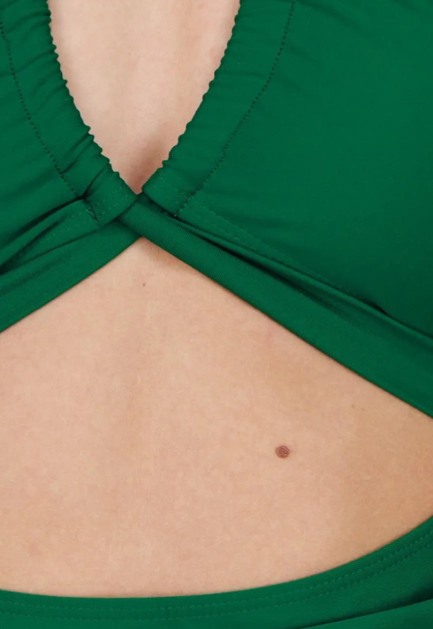 Groen Badpak met Halterband en Cut Out Detail