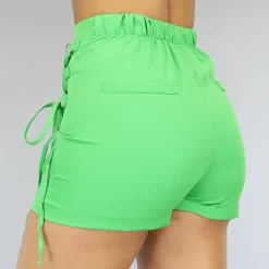 Groene Asymmetrische Skort met Veter Details
