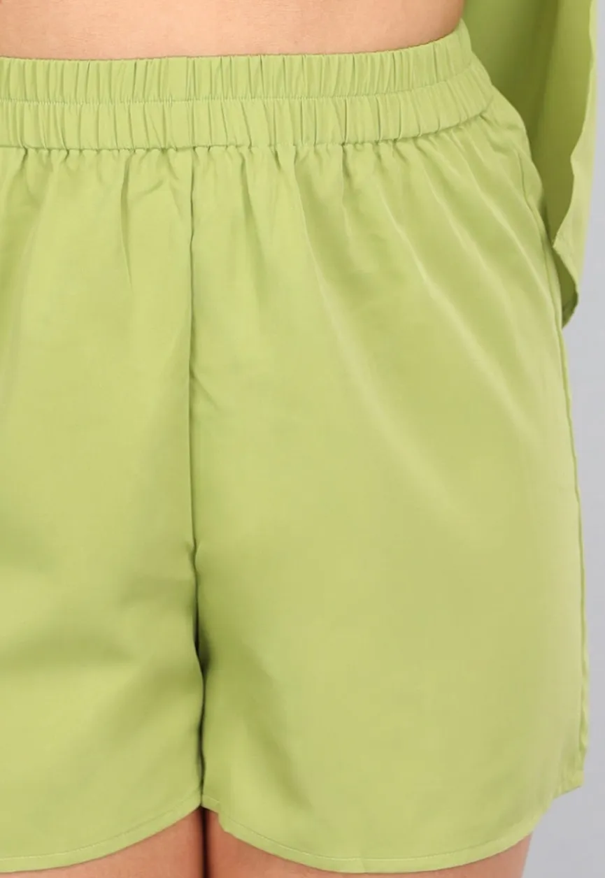 Groene Blouse met Tailleband en Short
