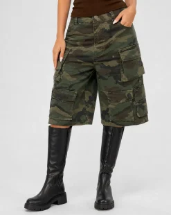 Groene Camouflage Cargo Bermuda Short met Zakken
