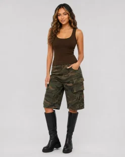 Groene Camouflage Cargo Bermuda Short met Zakken