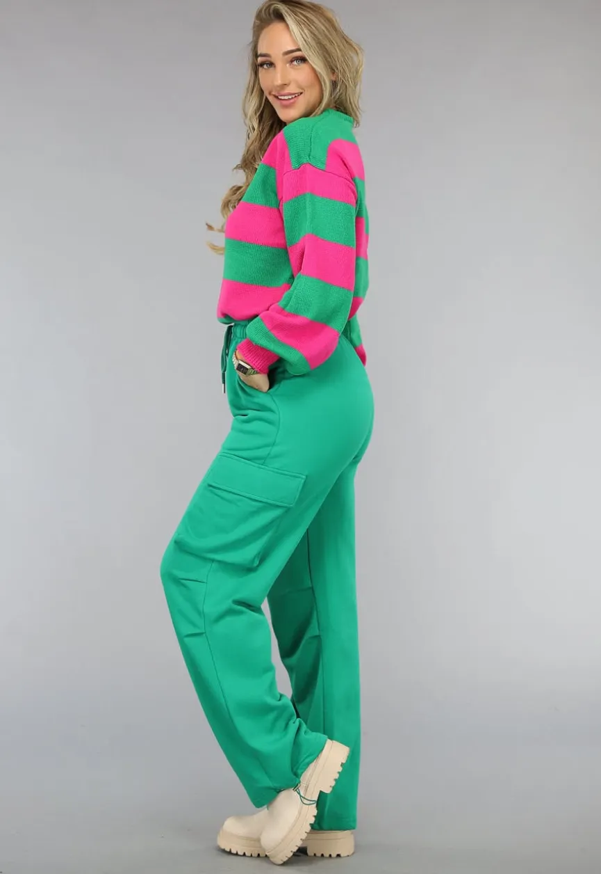 Groene Cargo Jogger met Stretch en Zakken