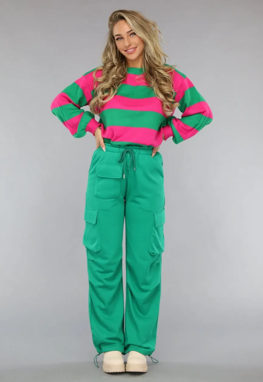 Groene Cargo Jogger met Stretch en Zakken