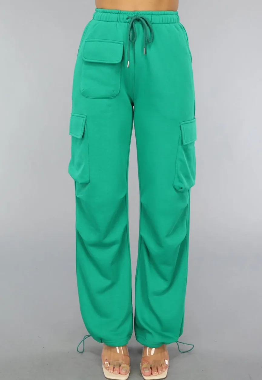 Groene Cargo Jogger met Stretch en Zakken