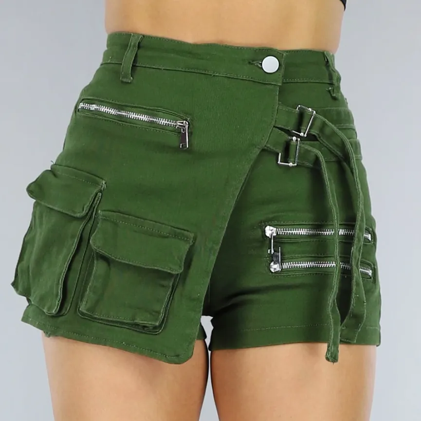 Groene Cargo Skort met Gespdetail