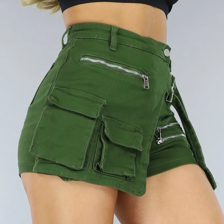 Groene Cargo Skort met Gespdetail