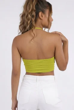 Groene Fringe Halter Top met Ondertop