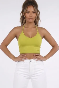 Groene Fringe Halter Top met Ondertop