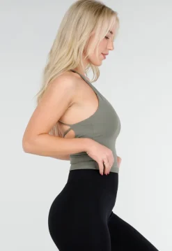 Groene Halter Sporttop met Stretch en Pads