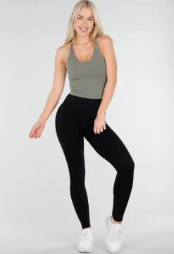 Groene Halter Sporttop met Stretch en Pads