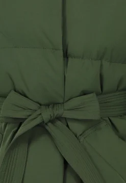 Groene Lange Gewatteerde Bodywarmer met Tailleband