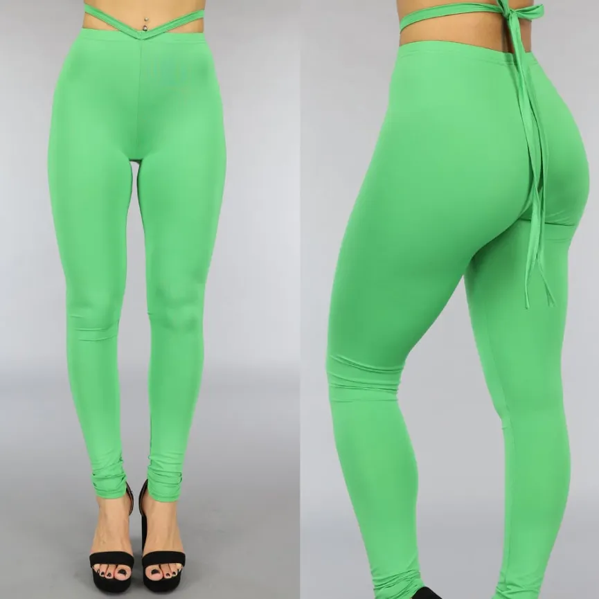 Groene Legging met Straps