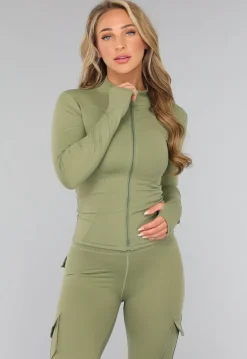 Groene Longsleeve Fitness Set met Zakken