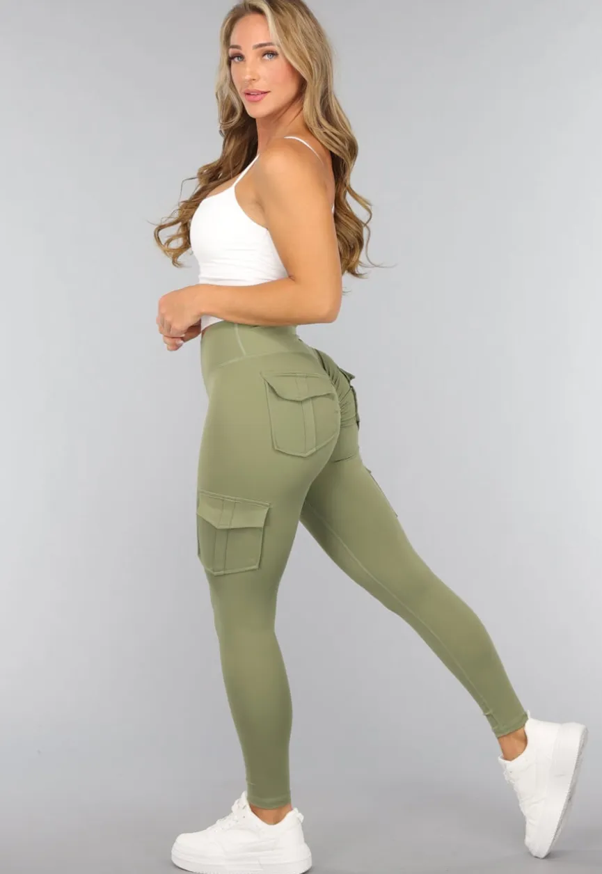 Groene Longsleeve Fitness Set met Zakken