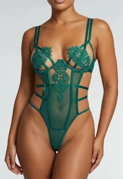 Groene Mesh See Through Body met Kant en Verstelbare Bandjes