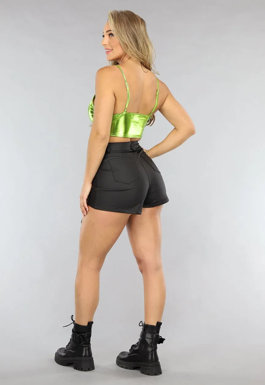 Groene Metallic Crop Top